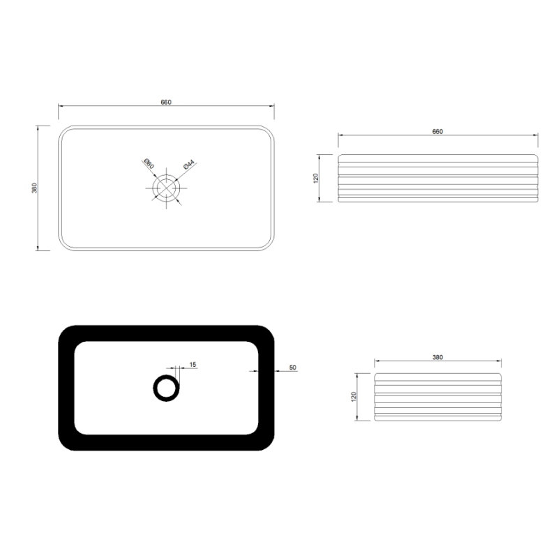 Stylowa umywalka nablatowa Akte 66 cm - Nowoczesny design dla Twojej łazienki