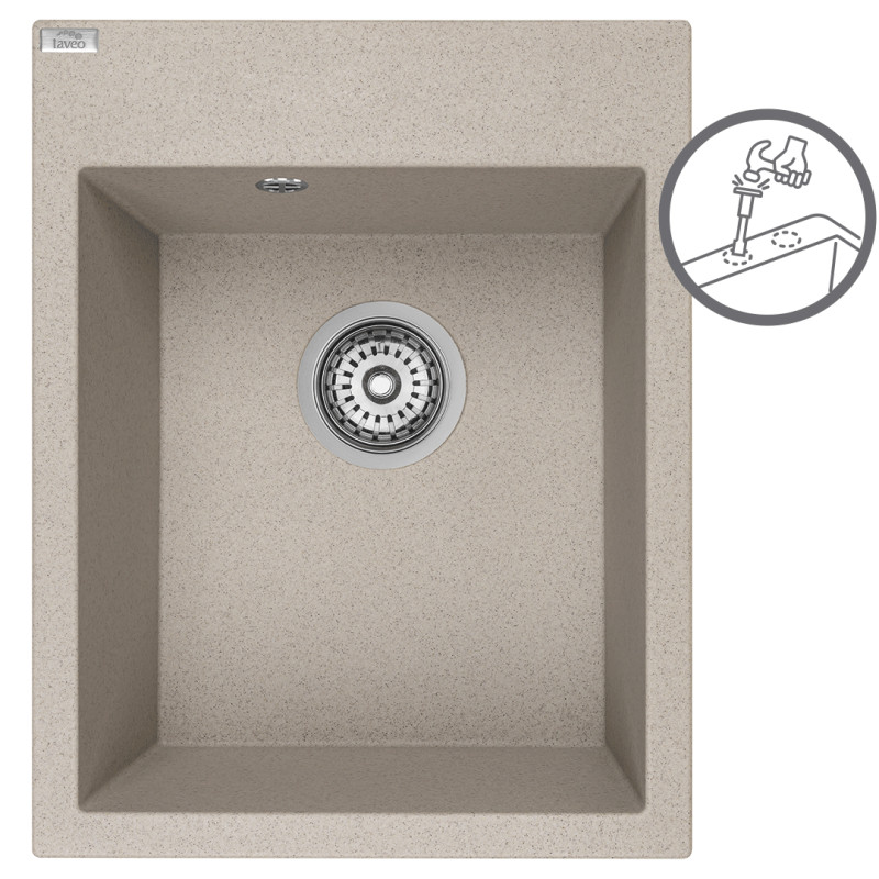 Monchichi Beż – Elegancki zlewozmywak 1-komorowy odporny na zarysowania i wysokie temperatury