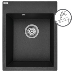 Stylowy Zlewozmywak Monchichi Czarny 1-komorowy, Odporny na Uderzenia i Ciepło