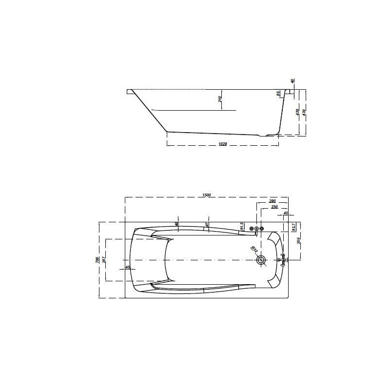 Prostokątna wanna Cersanit LANA 150x70 cm - Elegancja i komfort w Twojej łazience