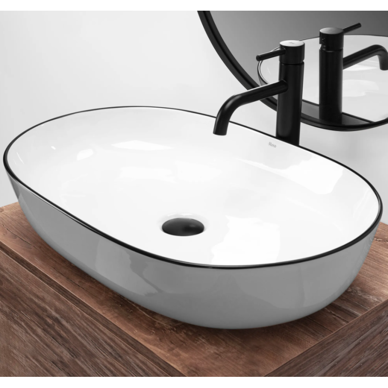 Nowoczesna Umywalka Nablatowa CLEO 61 Black Edge - Styl i Elegancja w Twojej Łazience!