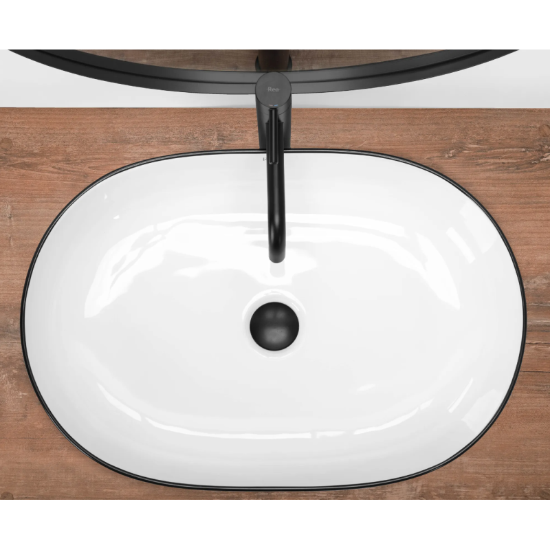 Nowoczesna Umywalka Nablatowa CLEO 61 Black Edge - Styl i Elegancja w Twojej Łazience!