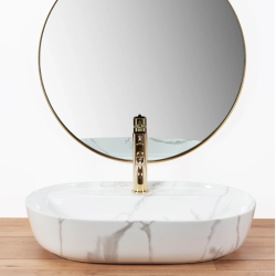 Lśniąca Umywalka Nablatowa AURA 61 Marmo Shiny - Elegancja i Styl