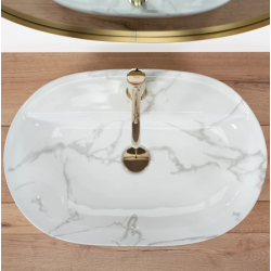 Lśniąca Umywalka Nablatowa AURA 61 Marmo Shiny - Elegancja i Styl