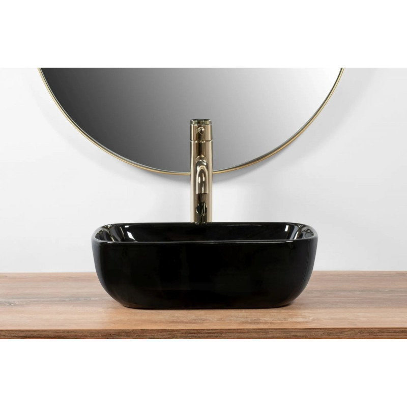 Elegancka mini umywalka ceramiczna Belinda w kolorze czarnym - stylowa i kompaktowa!