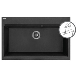 Laveo Tau zlewozmywak granitowy czarne 500x800 1-komorowy
