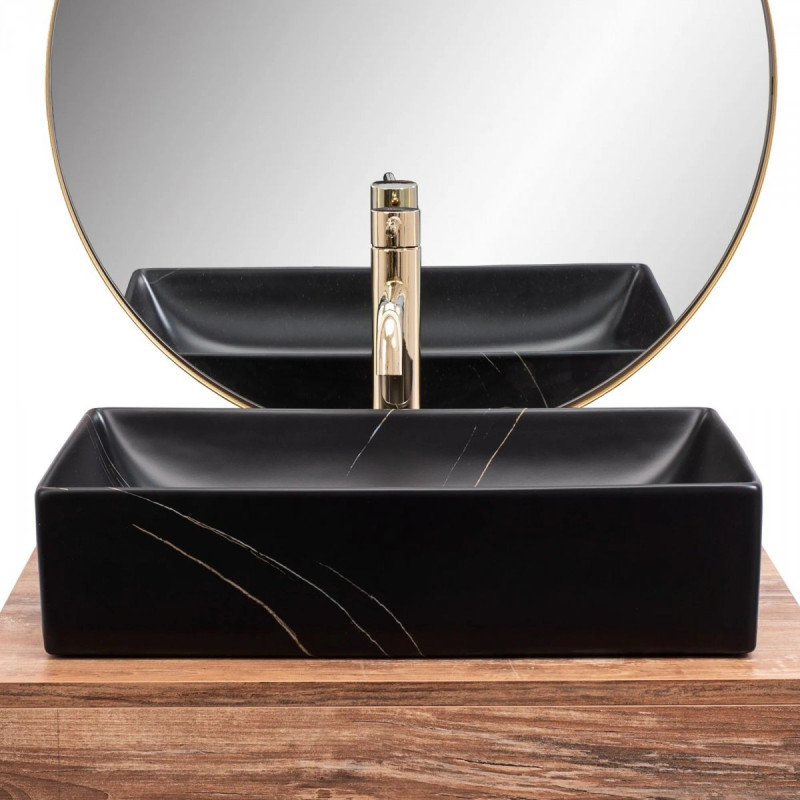 Ekskluzywna Umywalka Nablatowa INGA z Czarnym Matowym Marmurem