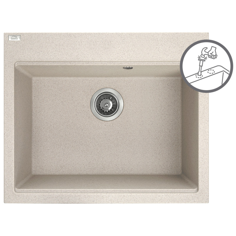 Tau Beżowy Zlewozmywak 1-komorowy 50x60cm - Odporność i Styl w Twojej Kuchni