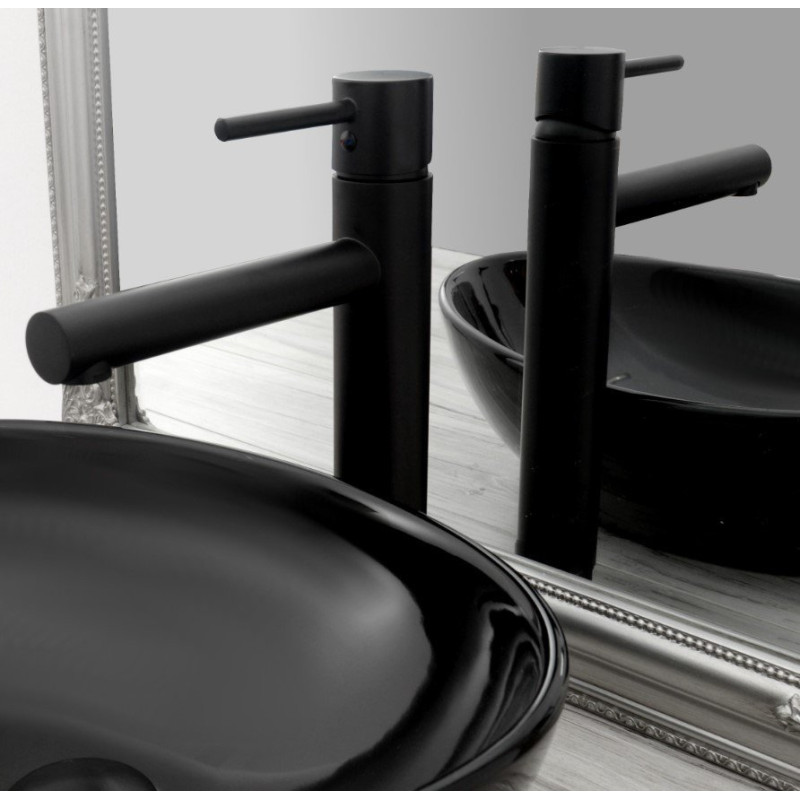 Elegancka Wysoka Bateria Łazienkowa TESS w Głębokiej Czerni