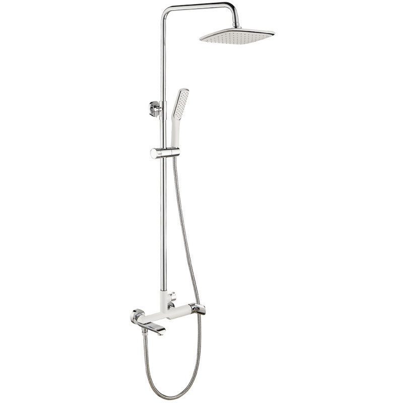 Alea Komfort Pro - Regulowana Kolumna Natryskowa z Antyskale i Deszczownicą w Białym Chromie