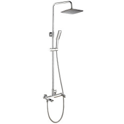 Chromowana kolumna prysznicowa AquaLux Alea z systemem antykamień i antyskręt