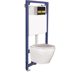 Nowoczesny Zestaw WC Desna: Bezkołnierzowa Miska, Stelaż i Stylowy Przyciski - Elegancja i Funkcjonalność