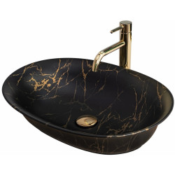 Elegancka umywalka nablatowa Roma w czarnym marmurowym macie
