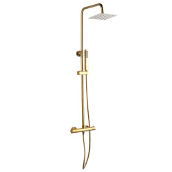 Złota Kolumna Prysznicowa z Termostatem Pola – Ekskluzywny Natura-Deszcz w Twoim Domu!