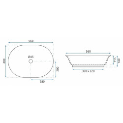 Elegancka umywalka nablatowa Roma w czarnym marmurowym macie