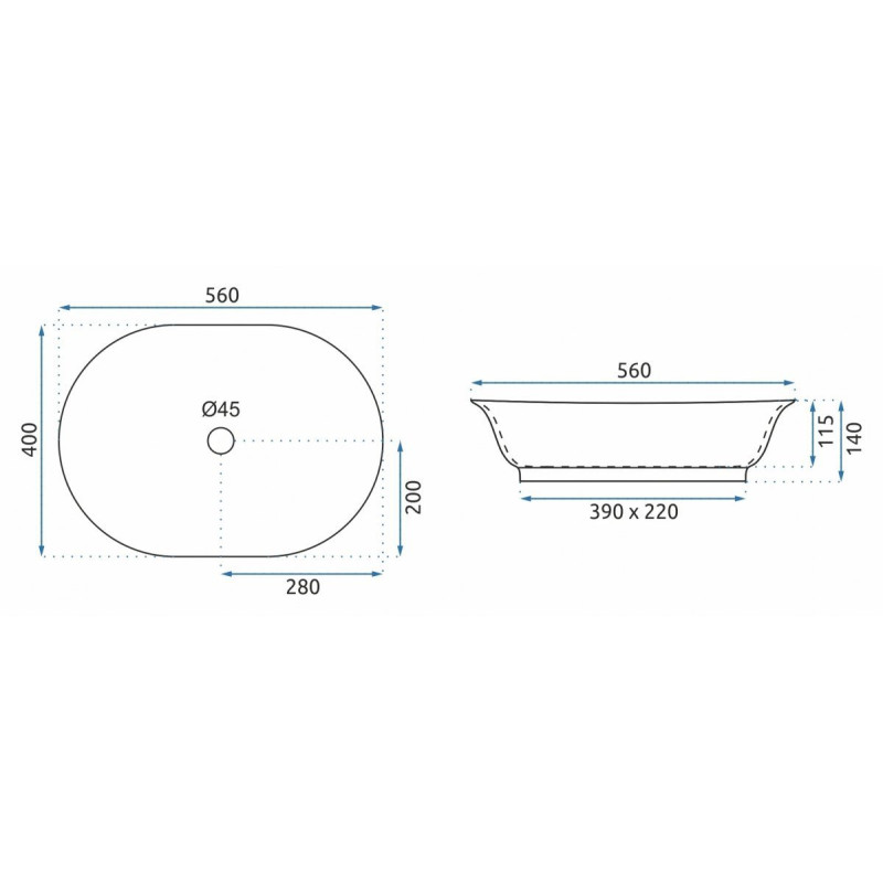 Elegancka umywalka nablatowa Roma w czarnym marmurowym macie