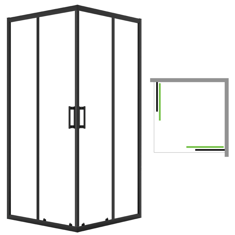 Desna Elegance 90x90 - Cicha kabina natryskowa z eleganckim czarnym wykończeniem
