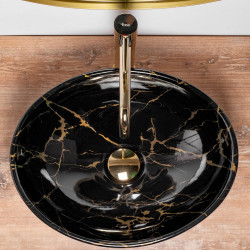 Luksusowa Umywalka Sofia Marble Black Lśniąca - Design Nablatowy