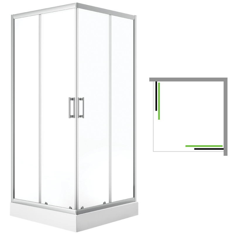 Kwadratowa Kabina Prysznicowa Desna Chrom 90x90 cm z Eleganckim i Cichym Zamknięciem