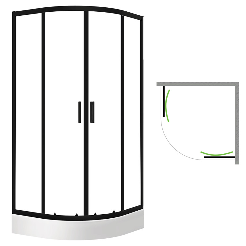 Elegancka Kabina Prysznicowa Desna 90x90 - Nowoczesność z Czarnymi Detalami i Komfortem