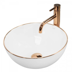 Luksusowa Umywalka Stella z Ceramiczną Powierzchnią i Złotymi Akcentami