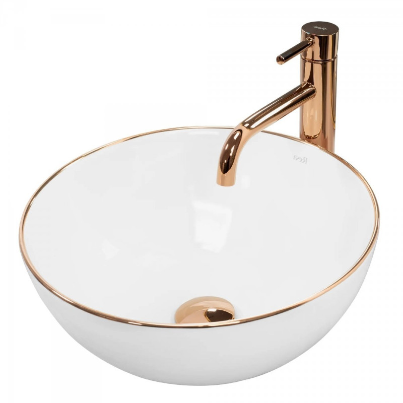 Luksusowa Umywalka Stella z Ceramiczną Powierzchnią i Złotymi Akcentami