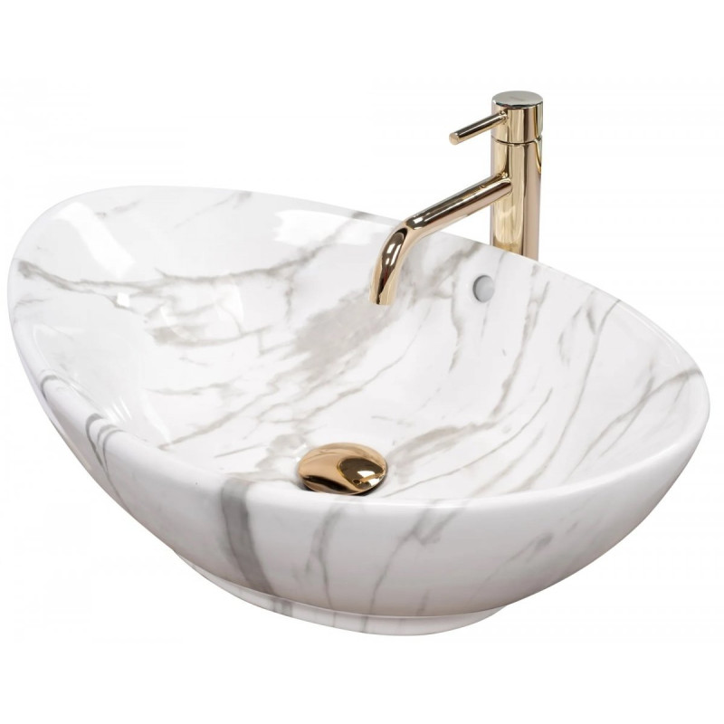 Elegancka umywalka nablatowa Wendy Marmo z ceramiki