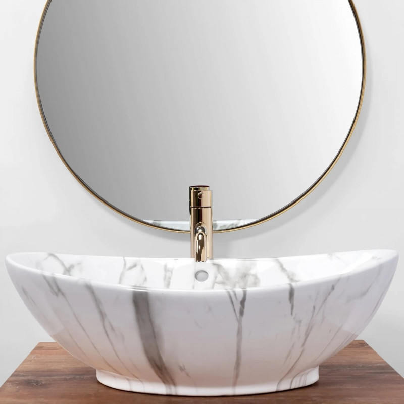Elegancka umywalka nablatowa Wendy Marmo z ceramiki