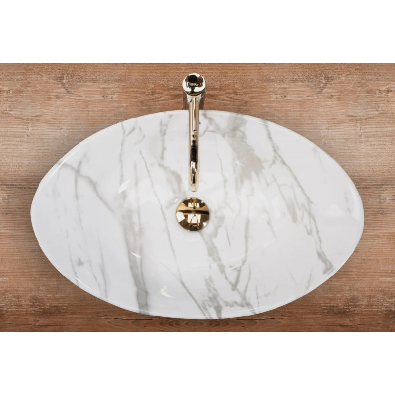 Elegancka umywalka nablatowa Wendy Marmo z ceramiki