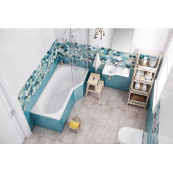 Be Spot wanna narożna 160x80 cm lewa, biały połysk