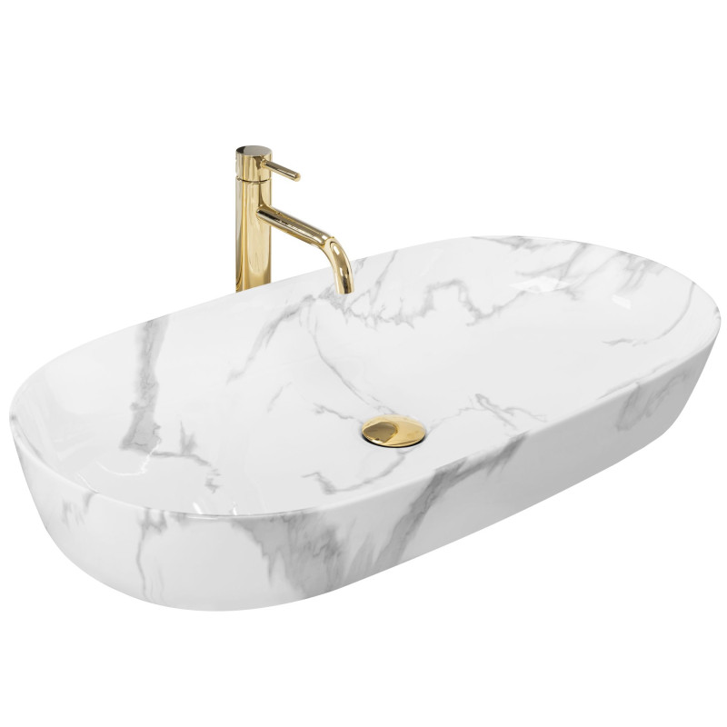 Elegancka Umywalka CLEO 81 Marmo Shiny - Elegancja na Twoj Blat!