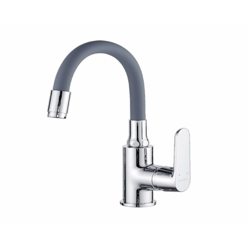 Dima Bateria Umywalkowa Stojąca z Ruchomą Wylewką Szary/Chrom - Elegancja i Funkcjonalność