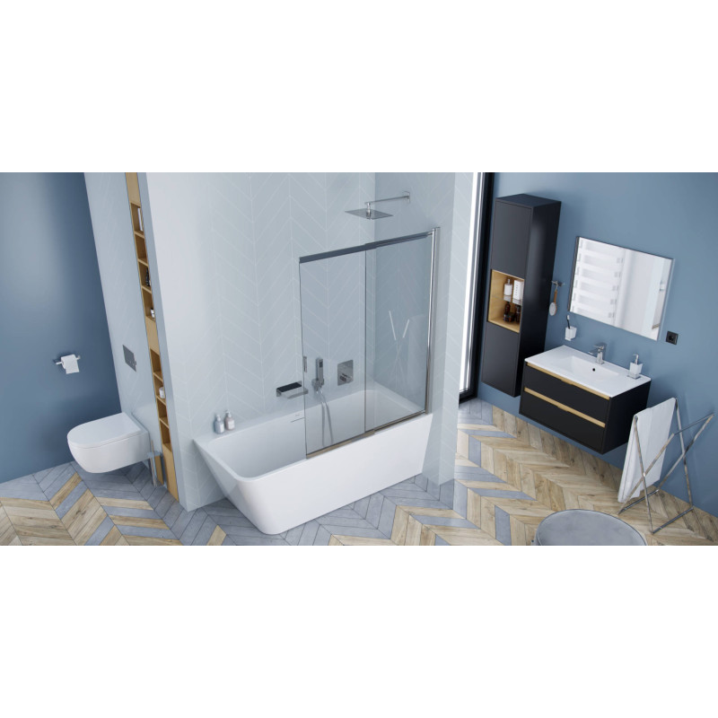 Liner parawan nawannowy 110x140 cm rozsuwany 2-częściowy lewy / prawy, chrom