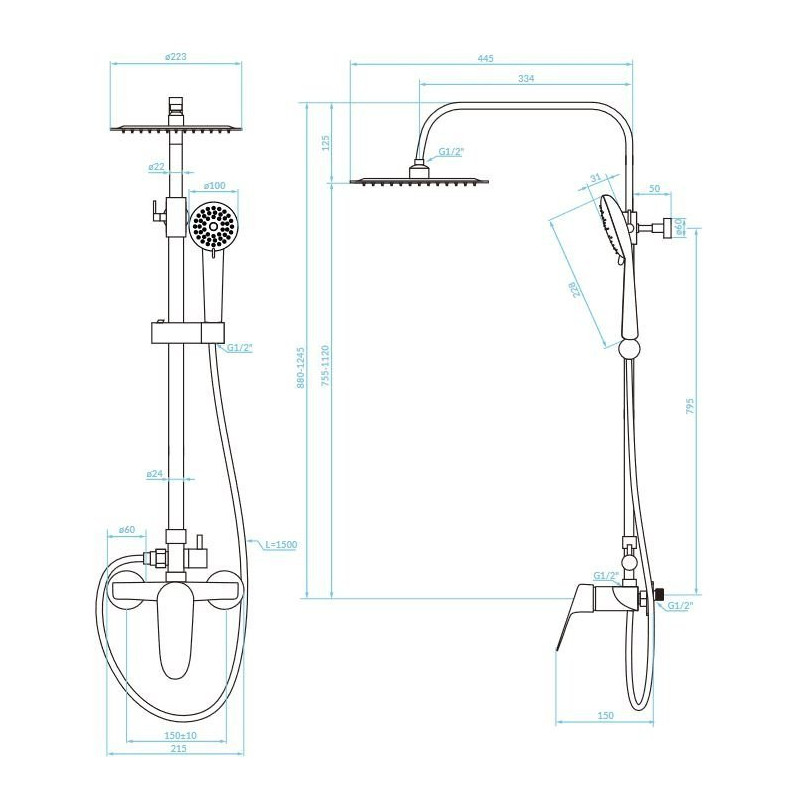 Kolumna natryskowa SAGRA Chrom z systemem antykamień i 3 strumieniami - komfort pod prysznicem