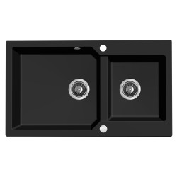 Laveo Milos zlewozmywak granitowy czarne monokolor 860x497 2-komorowy