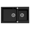 Milos Granite Lux - 2-komorowy, czarny zlewozmywak do szafki 900 mm - niepowtarzalna trwałość