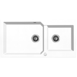 Laveo Milos zlewozmywak granitowy białe 980x497 2-komorowy