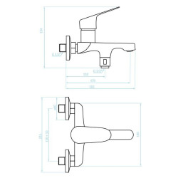 Kuchinox Sagra bateria wannowa ścienna chrom