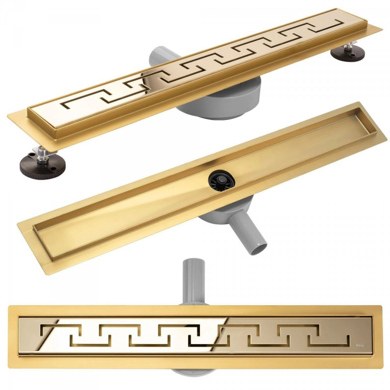 Ekskluzywny Odpływ Liniowy Greek Pro 60 cm w Złotym Połysku - Styl i Elegancja w Twojej Łazience