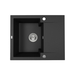 Stylowy Czarny Premium Zlewozmywak 1-komorowy z Półociekaczem - Nowoczesna Klasa 48x58 cm