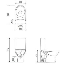 CERSANIT Parva 010 Kompakt WC z Deską Wolnoopadającą i Bezkołnierzową, Biały Połysk