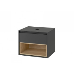 Szafka Łazienkowa TUTO 60 Szara/Dąb z Umywalką AS - Styl i Funkcjonalność