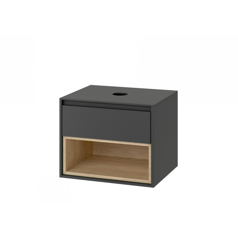 Szafka Łazienkowa TUTO 60 Szara/Dąb z Umywalką AS - Styl i Funkcjonalność