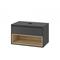 Elegancka Szafka Łazienkowa TUTO 80 Szara z Dębowym Akcentem