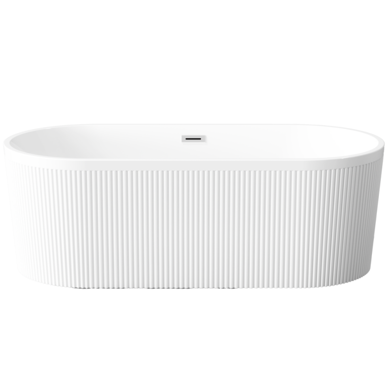 Elegancka Wanna Wolnostojąca INVENA GLAMOUR 170 cm - Biała z Syfonem Chromowanym