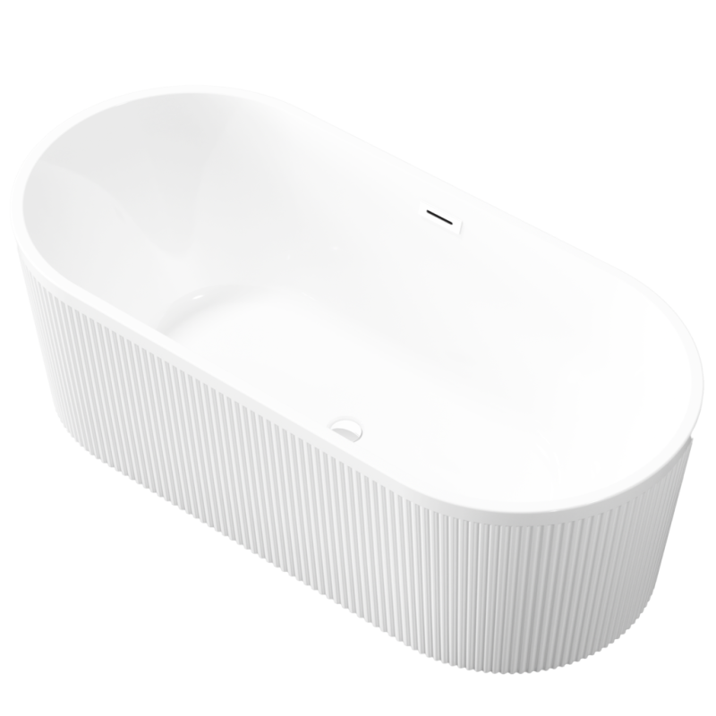 Elegancka Wanna Wolnostojąca INVENA GLAMOUR 170 cm - Biała z Syfonem Chromowanym
