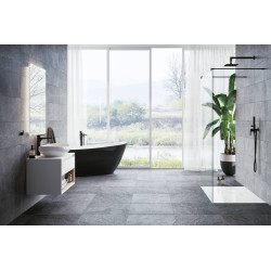 Tuto szafka wisząca 60 cm podumywalkowa  z blatem, biały połysk/dąb