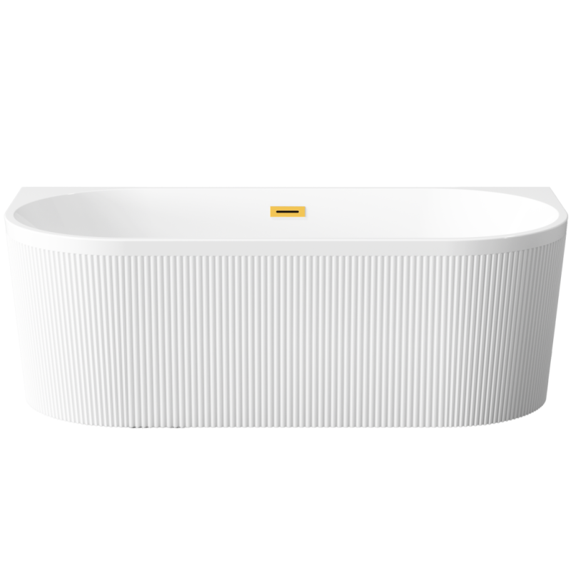 Luksusowa wanna wolnostojąca INVENA GLAMOUR 170 cm z ryflowaniem i złotym syfonem