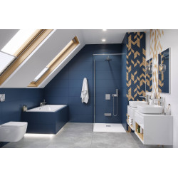 Tuto szafka wisząca 60 cm podumywalkowa  z blatem, biały połysk/dąb