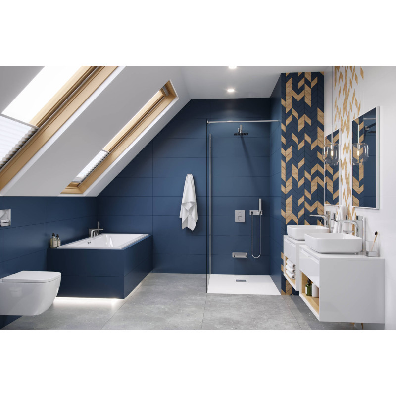 Tuto szafka wisząca 60 cm podumywalkowa  z blatem, biały połysk/dąb